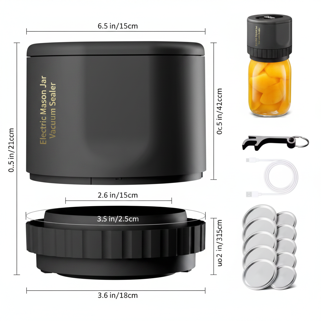 Electric Mason Jar Vacuum Sealer Kit – Cordless Wide Mouth Fermentation Sealer