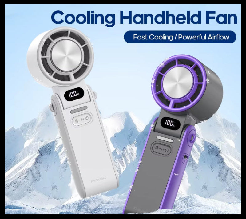 Outdoor Foldable Portable Handheld Fan Mini Cooling Rechargeable 3600Mah 100-Level Free Control High Speed Turbo Fan