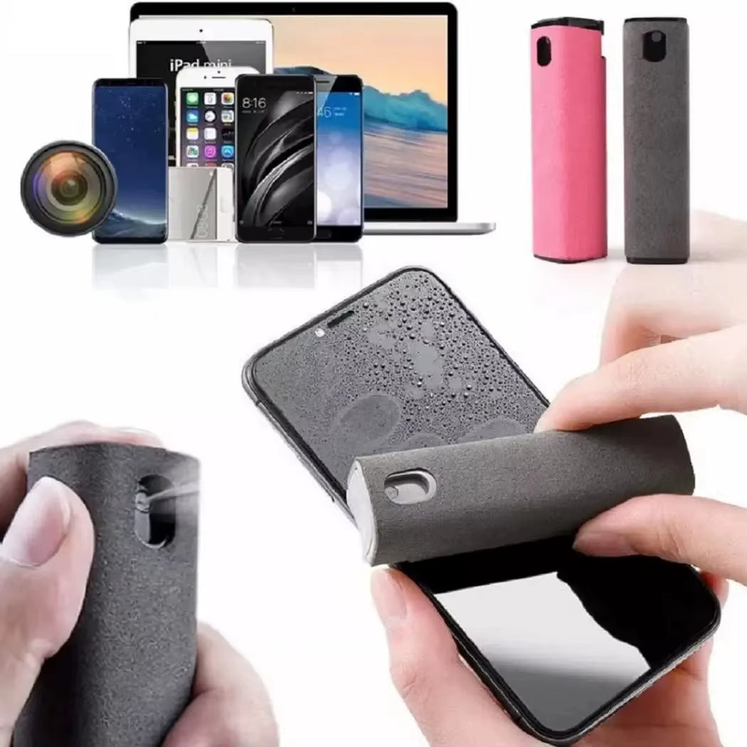 2 in 1 Phone Screen Cleaner Spray Portable Tablet Phone Touch Screen Cleaner Microfiber Cloth Set Glass Mini Cleaning Artifact