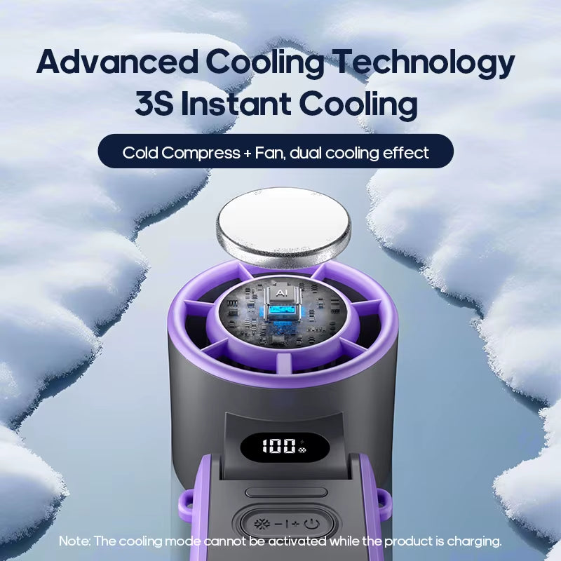 Outdoor Foldable Portable Handheld Fan Mini Cooling Rechargeable 3600Mah 100-Level Free Control High Speed Turbo Fan
